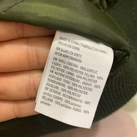 AMERICAN Eagle Women's Olive Green Bomber Jacket - Picture 3 of 5